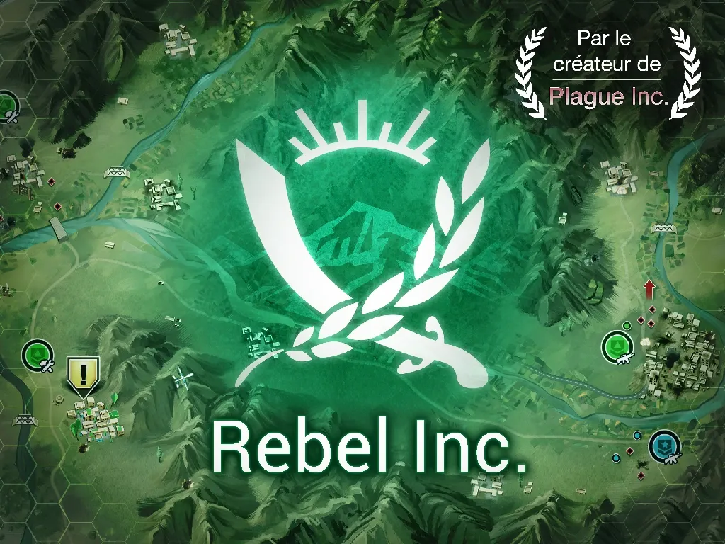 Capture du jeu mobile Rebel Inc. montrant sa carte divisée en zones